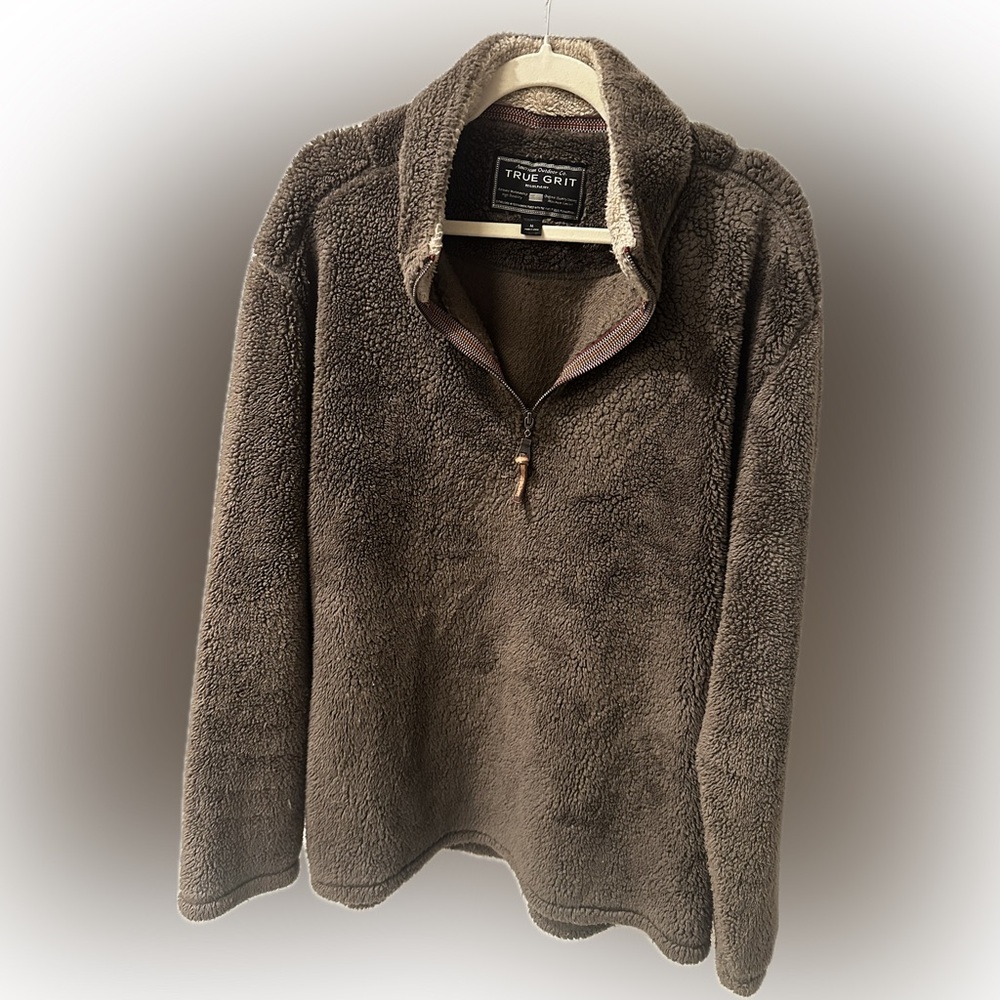 True Grit Brown Sherpa Fleece Pullover - XL
